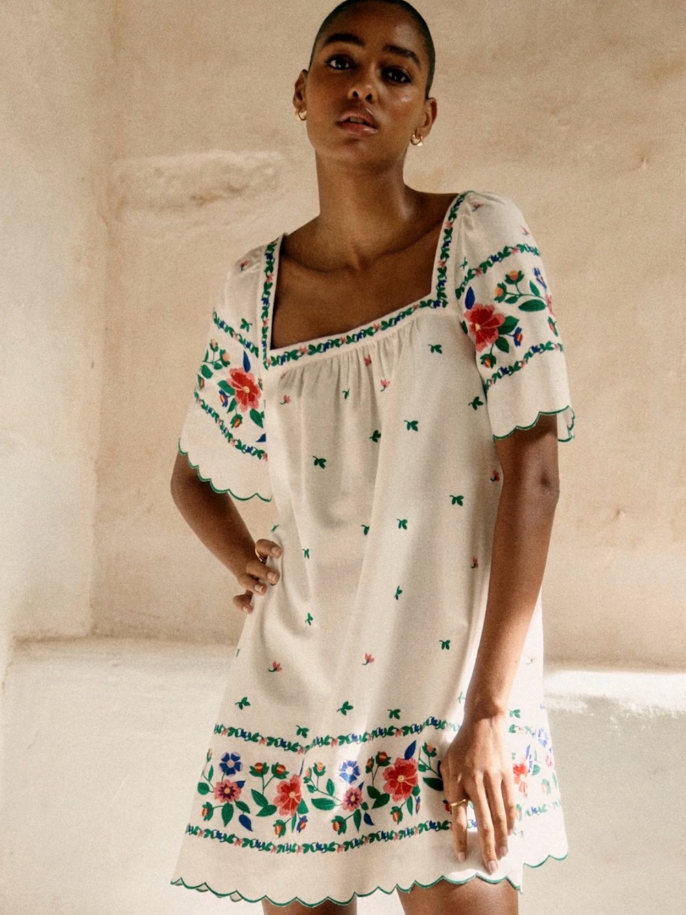 NWT Sézane Juliana embroidered dress - white size US 10